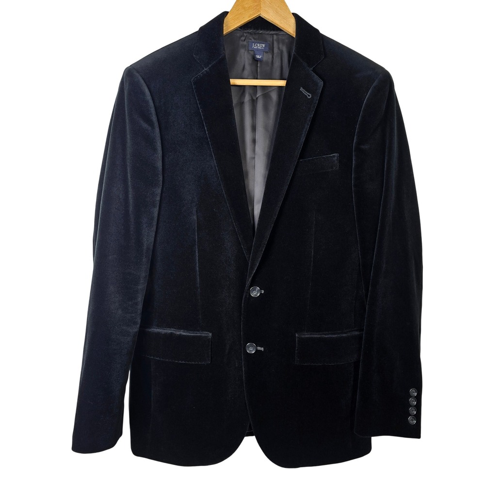 J.Crew Ludlow Black Velvet Blazer Jacket Men's Size M Single Breasted Formal